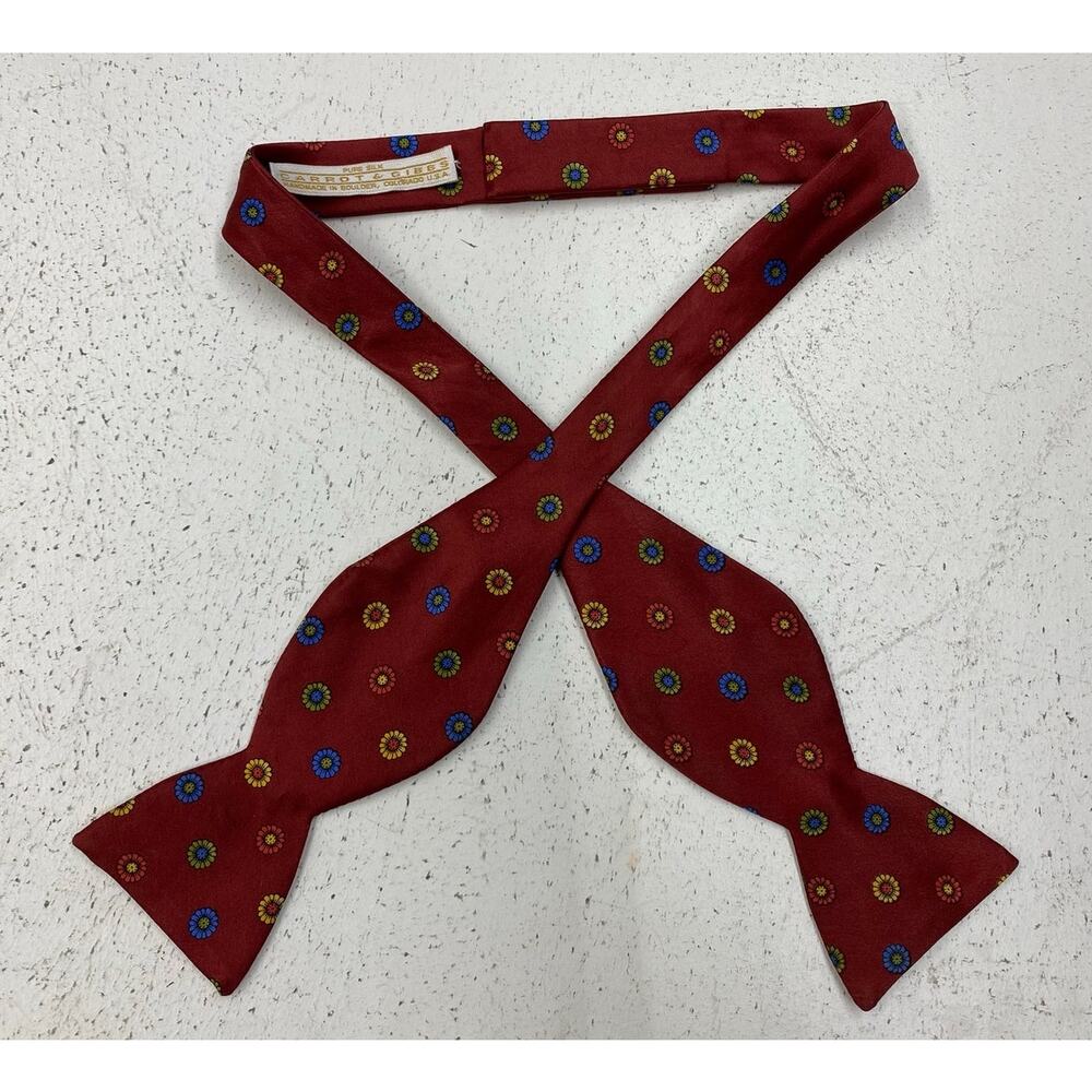 VTG Carrot & Gibbs Boulder CO. USA 70s style flower floral graphic silk bowtie